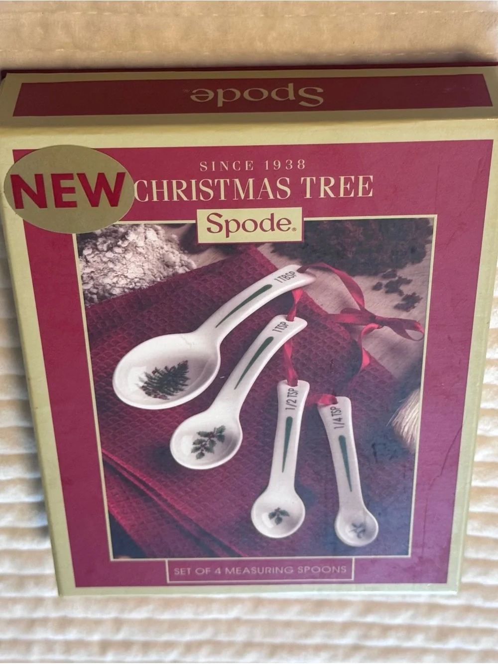 Spode Christmas Tree Ceramic Measuring Spoon Set | Original Box